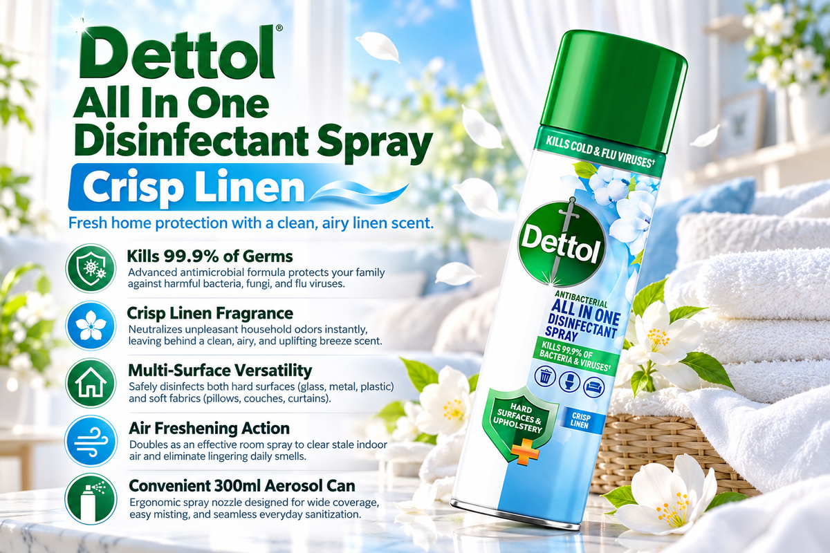Dettol All-in-One Disinfectant Spray | Crisp Linen Scent | 300ml