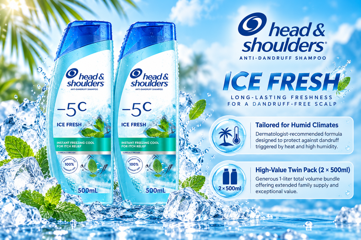 Head & Shoulders -5°C Ice Fresh Anti-Dandruff Shampoo | Value Pack 2 x 500ml