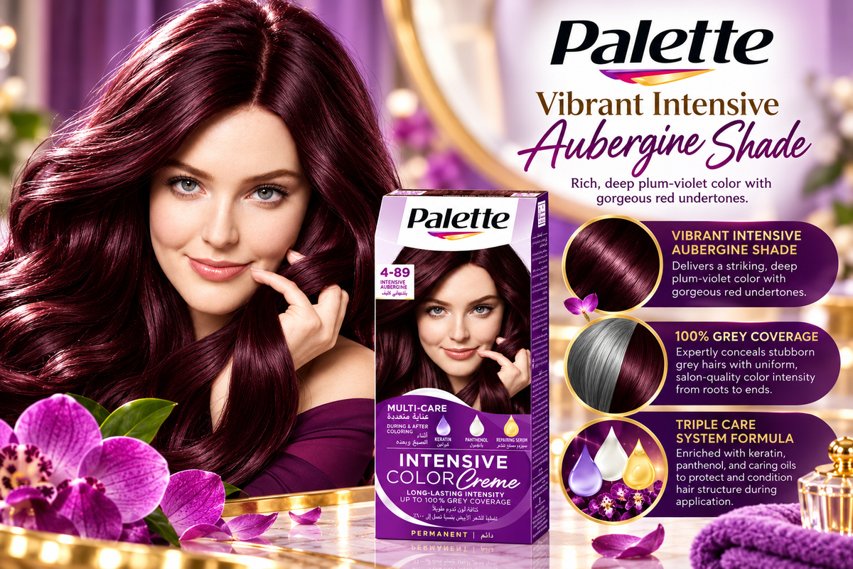 Palette Permanent Hair Color Cream with Triple Care System - 4-89 Aubergine