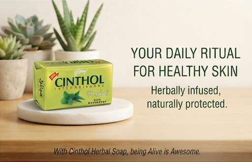 Cinthol Godrej Bar Soap 99.9% Germ Protection Herbal (With Deodarant) 175G