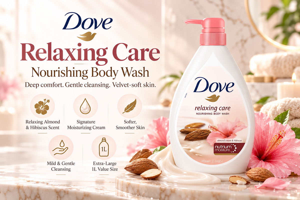 Dove Relaxing Care Body Wash - Almond Cream & Hibiscus | 1 Litre