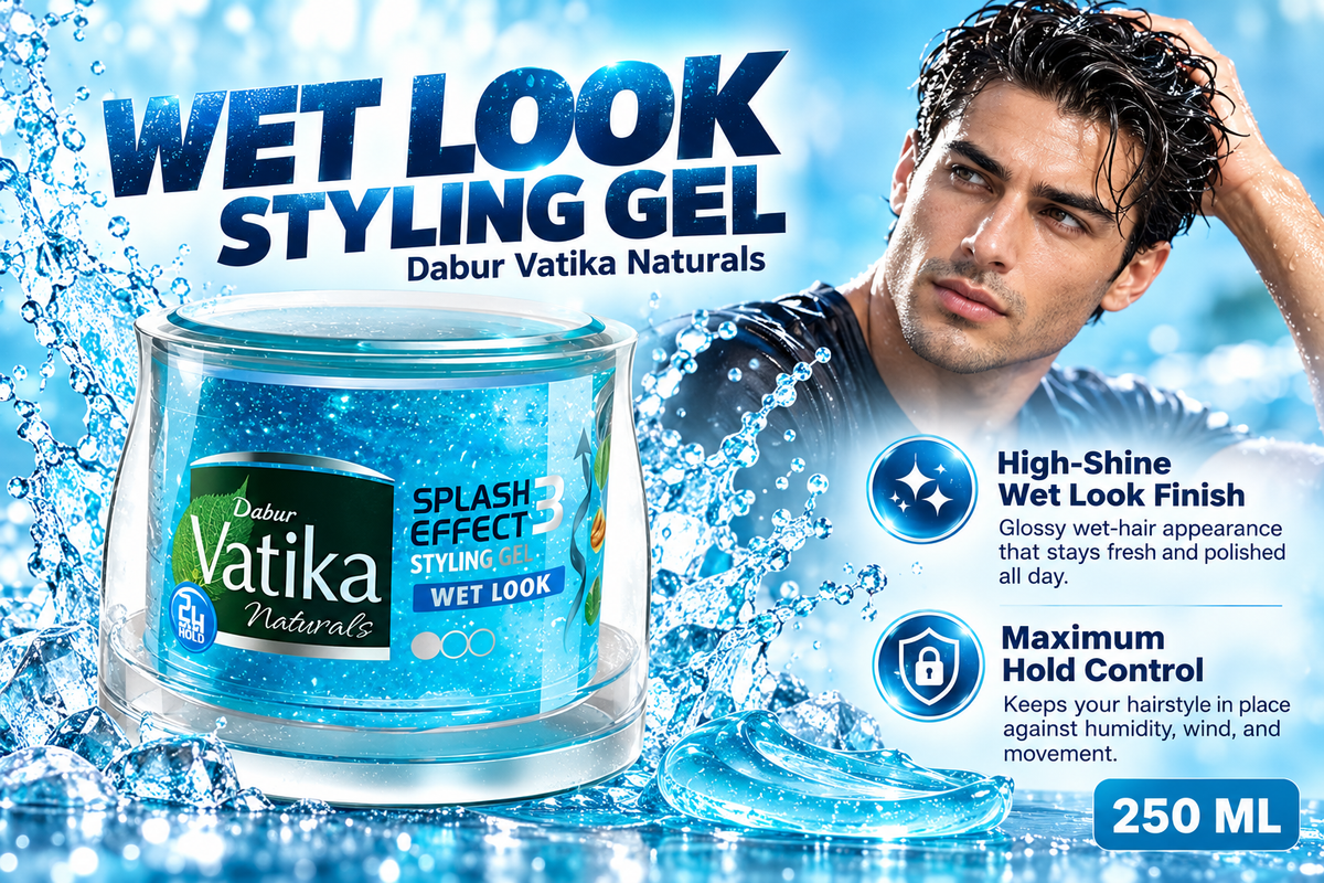 Dabur Vatika Wet Look Hair Styling Gel | Twin Value Pack (2 x 250ml)