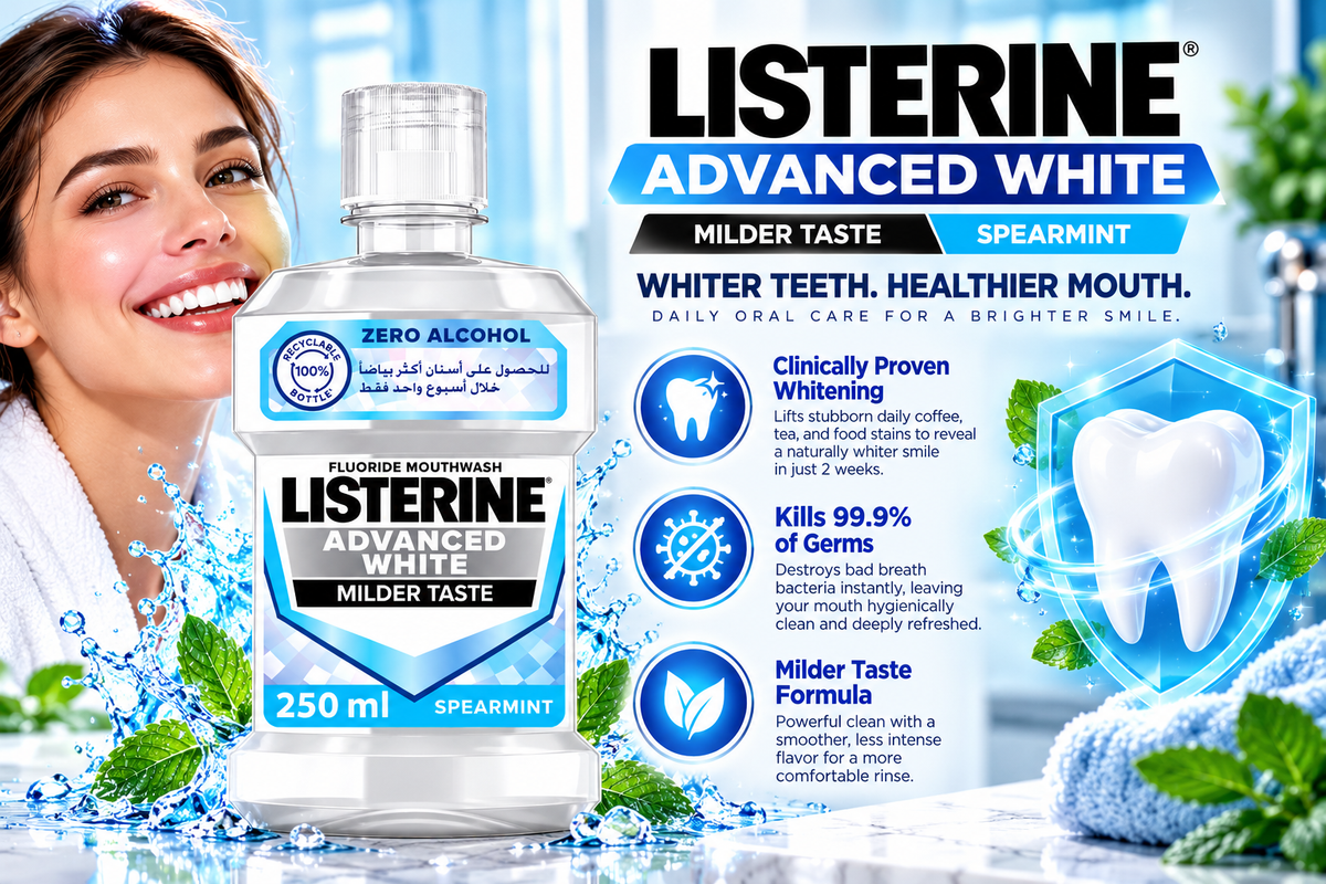 Listerine Advanced White Milder Taste Spearmint Mouthwash | 250ml