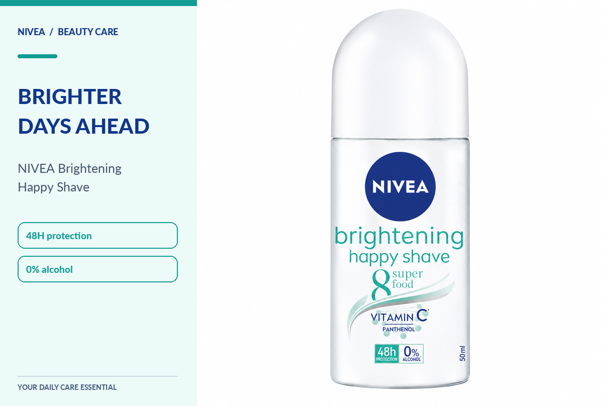Nivea Deodorant for Woman Roll On Whitening Happy Shave 50ml