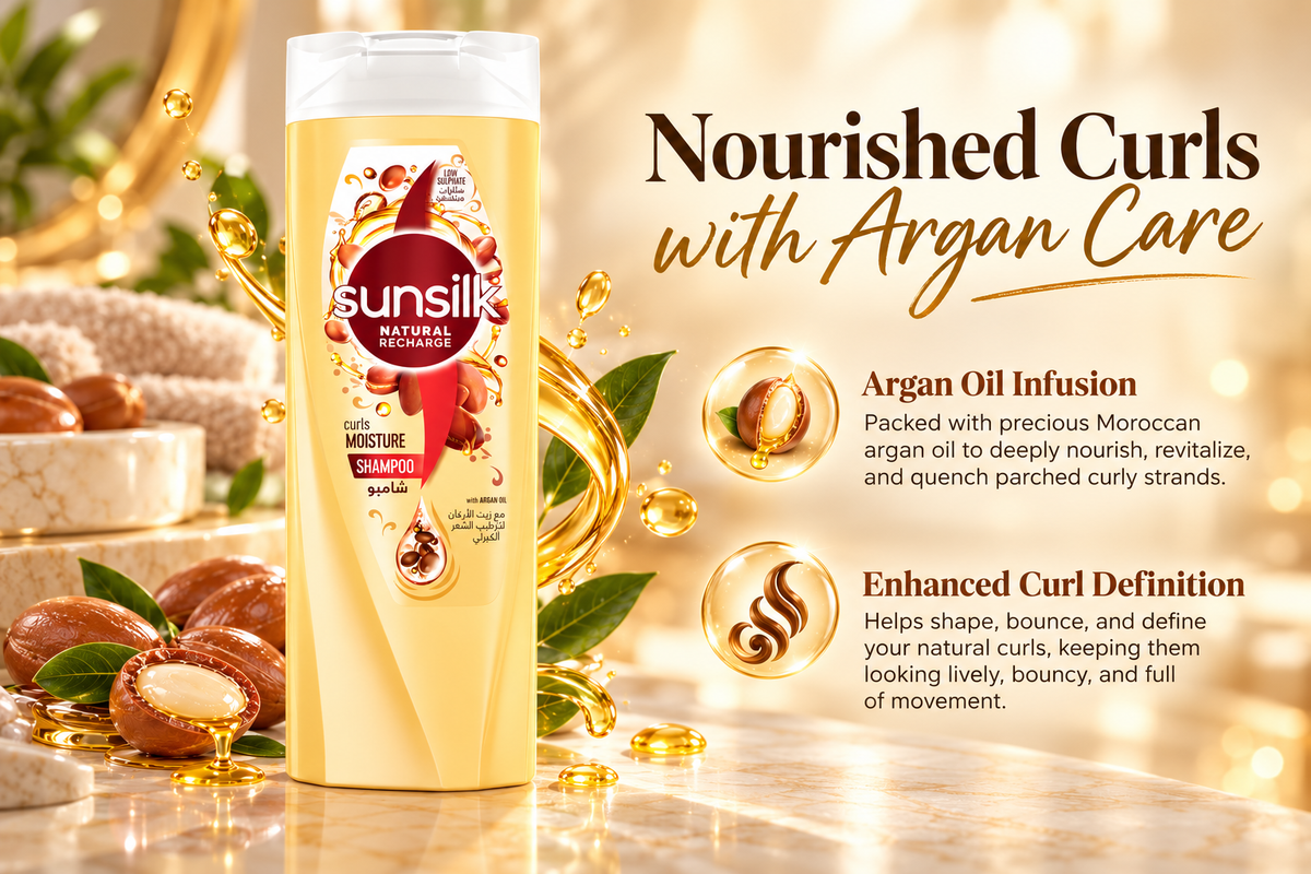 Sunsilk Curl Hydration & Frizz Control Hair Shampoo - Argan Oil (400 ml)