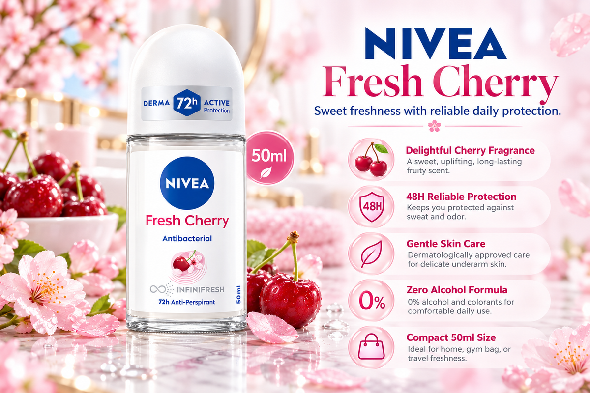 Nivea Women's Fresh Cherry Scent Antiperspirant Care - 50 ml Roll-On