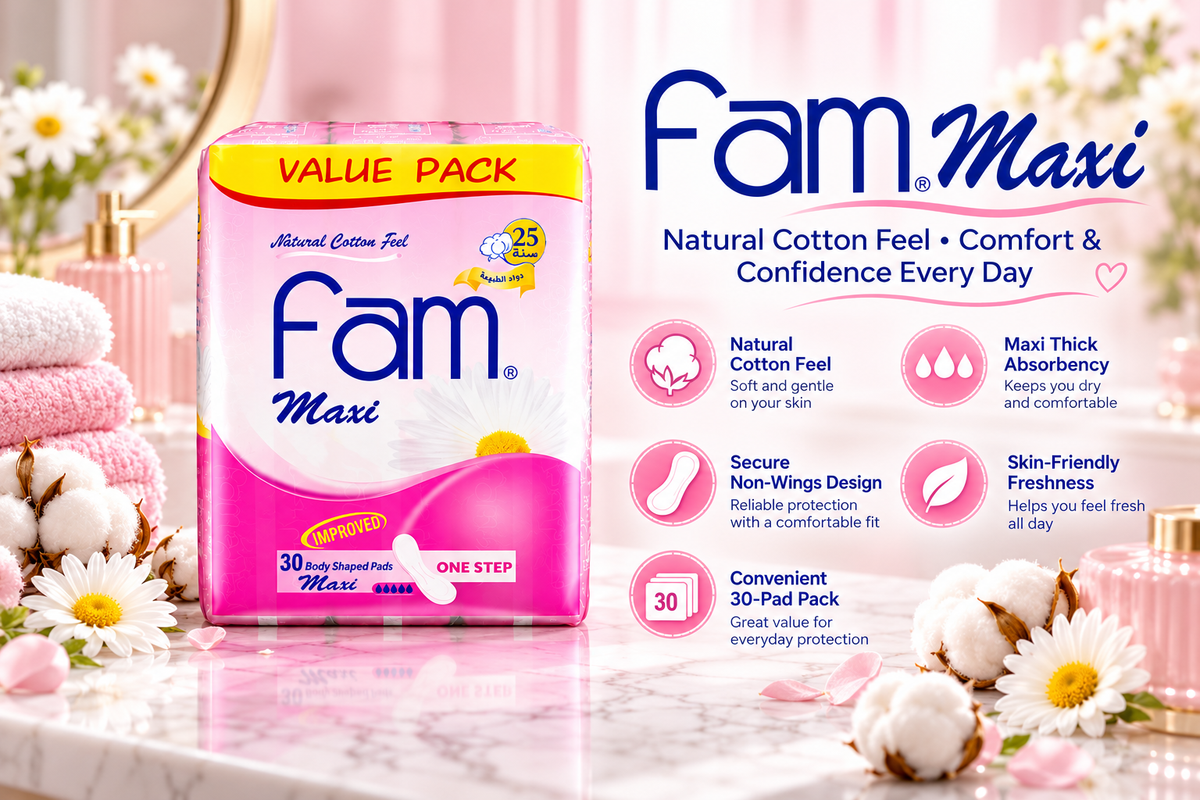 Fam Sanitary Pads Maxi Thick Non-Wings with Soft Cotton Touch (30 Pcs Pack)