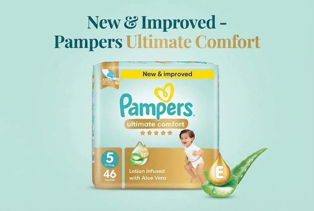 Pampers Ultimate Comfort Taped Diapers, Size 5, 11-16kg, 46 pcs