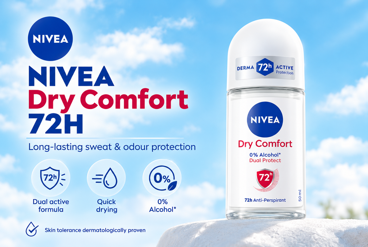 Nivea Dry Comfort Antiperspirant Roll-On for Women 72H Odour Control 50 ml