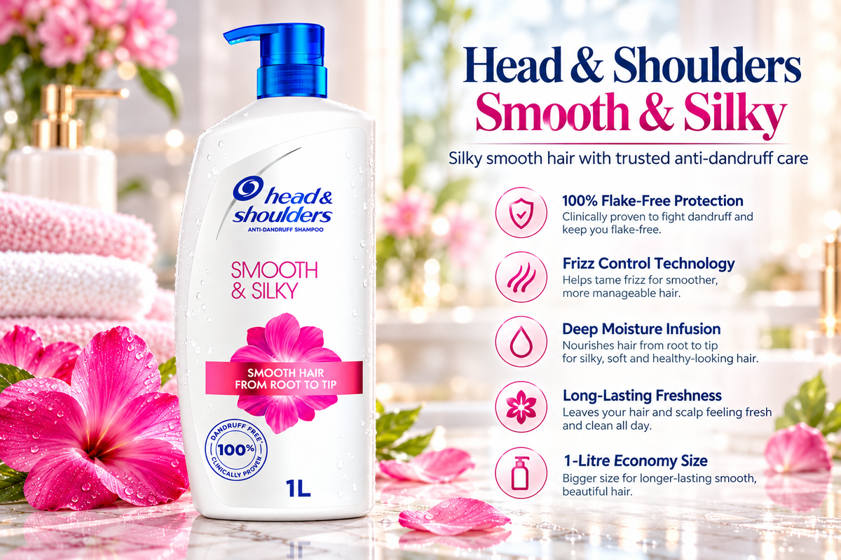 Head & Shoulders Smooth & Silky Moisture Shampoo - Value Pack (1000ml)
