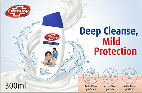 LIFEBUOY BODY WASH MILD CARE 300 ML / ACTIVE SILVER FORMULA