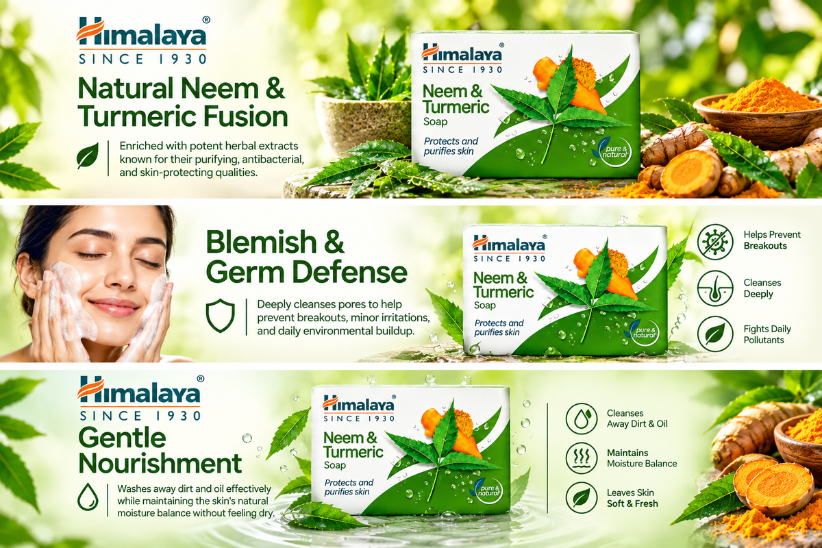 Himalaya Herbal Soap for Clear Skin - Neem & Turmeric (6 x 125g Multi-Pack)