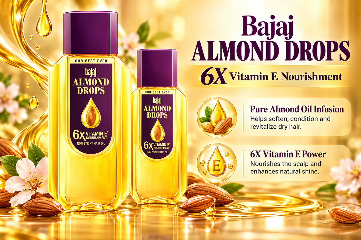 Bajaj Almond Hair Oil for Hair Fall Control & Shine - Value Pack (475ml + 285ml)