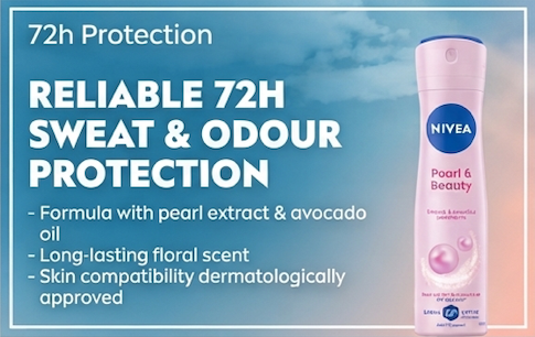 NIVEA Pearl & Beauty Antiperspirant Deodorant for Women 72H Active Protection Spray 150 ml