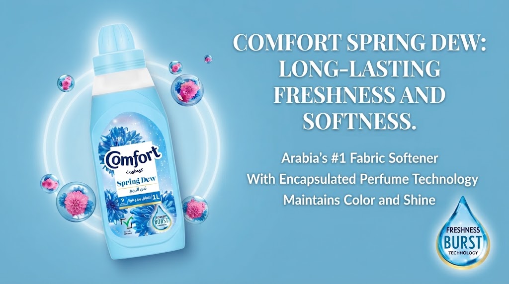 COMFORT Fabric Softener, Spring Dew, with freshness-burst technology, 1L