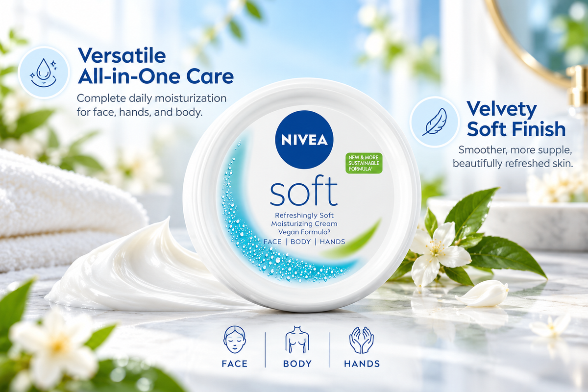 Nivea Soft Refreshing Moisturizing Cream for Face, Body & Hands - 300ml Jar