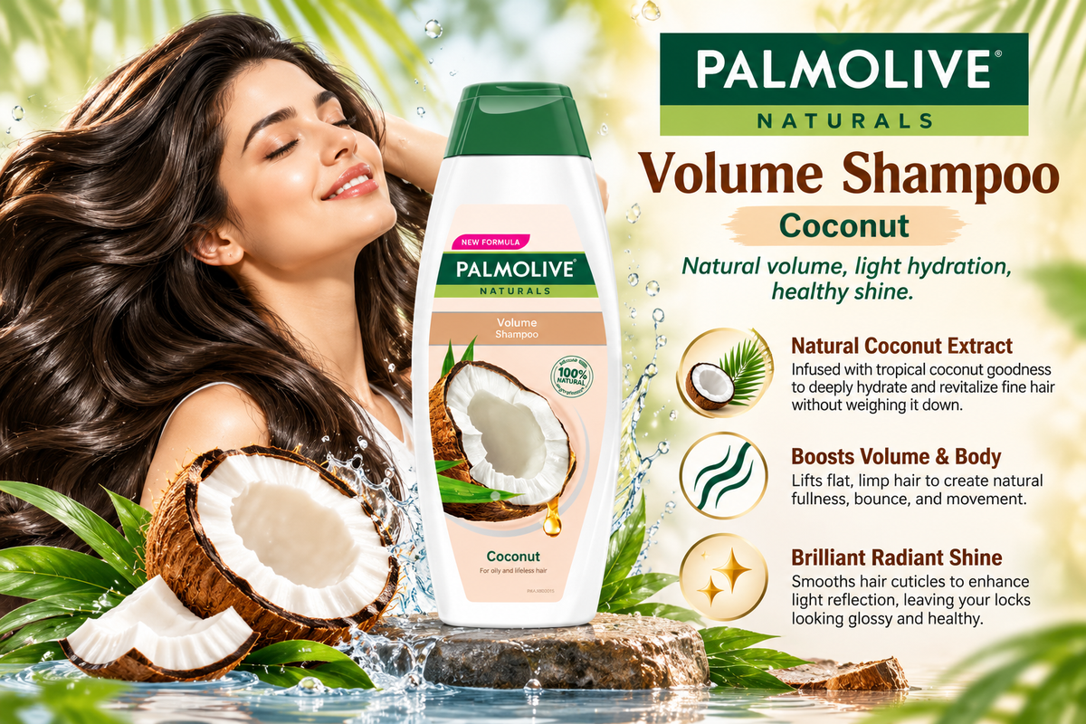 Palmolive Naturals Volume Shine Shampoo for Fine Hair - Coconut (380 ml)