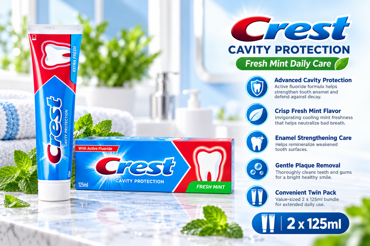 Crest Cavity Protect Fresh Mint Toothpaste | Twin Pack (2 x 125ml)