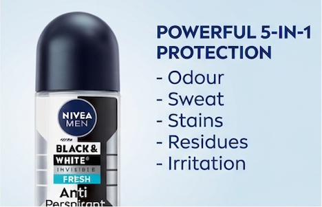 Nivea Men Black & White Invisible Fresh Roll On Deodorant Anti Perspirant 50ml