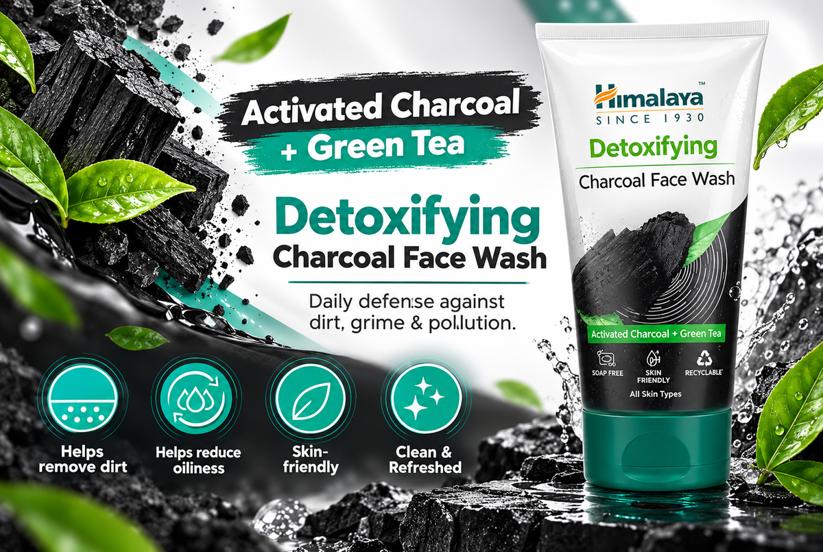 Himalaya Detoxifying Charcoal Foaming Face Wash, Cleanses Dirt, Purifies Skin, 150 ml