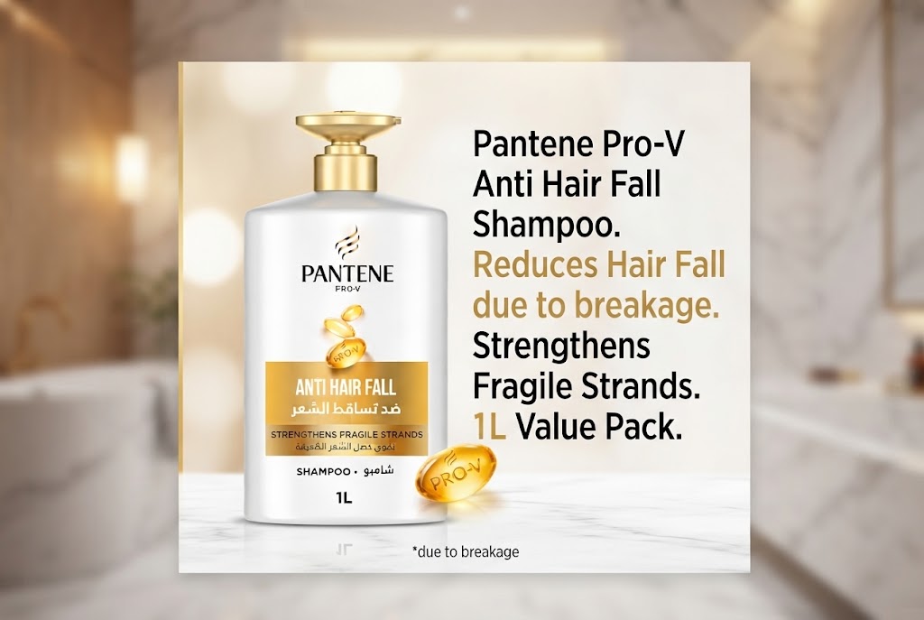 Pantene Pro-V Anti Hair Fall Shampoo for Stronger Hair, 1L
