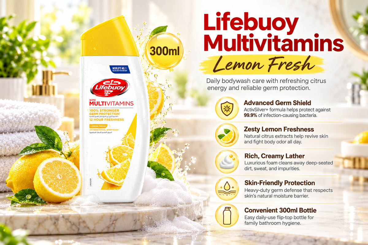 Lifebuoy Lemon Fresh Anti-Bacterial Body Wash | 300 ml | Germ Protection