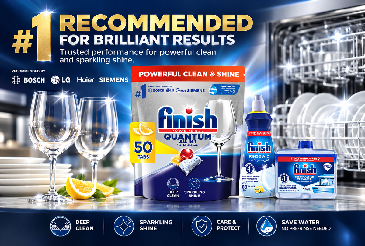Finish Quantum All in 1 Dishwasher Tablets Lemon Sparkle Scent 50 pcs