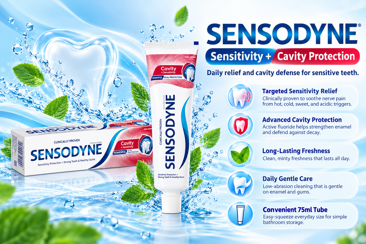 Sensodyne Cavity & Sensitivity Protection Toothpaste | 75ml (Pack of 2)
