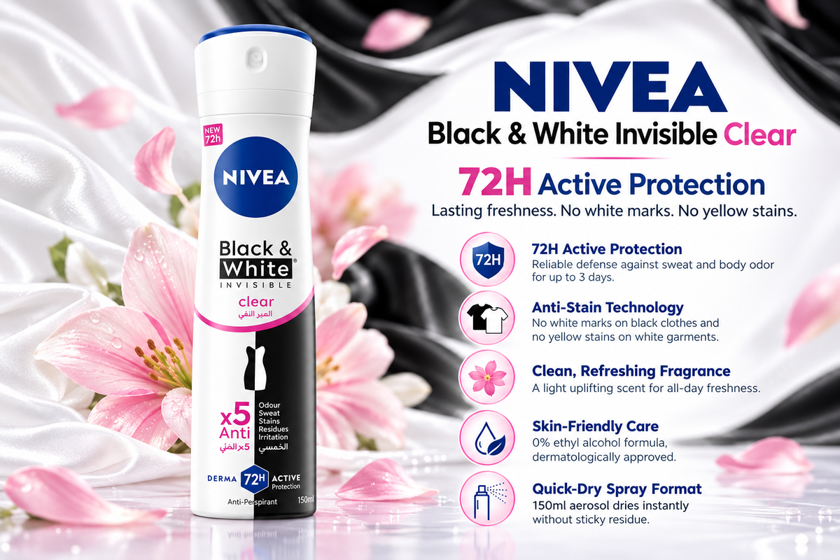 Nivea Black & White Invisible Clear Antiperspirant Spray | 150ml