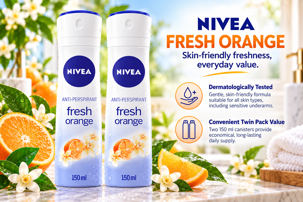 Nivea Fresh Natural Orange Long-Lasting Freshness Body Spray (2 x 150 ml)