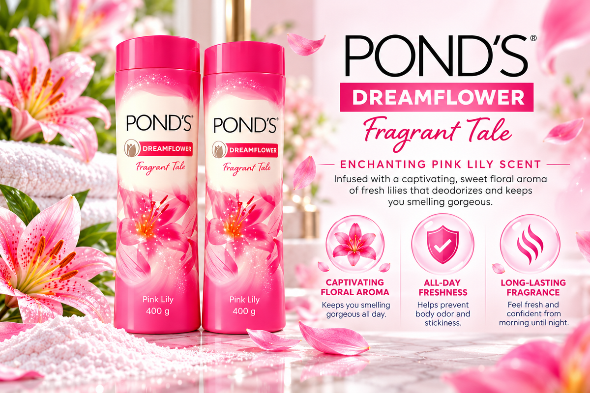 Pond's Dreamflower Pink Lily Fragrant Talcum Powder - 2 x 400g (Twin Value Pack)