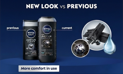 Nivea Men Active Clean 3in1 Shower Gel Cleans Body Face and Hair with Active Charcoal, 250 ml