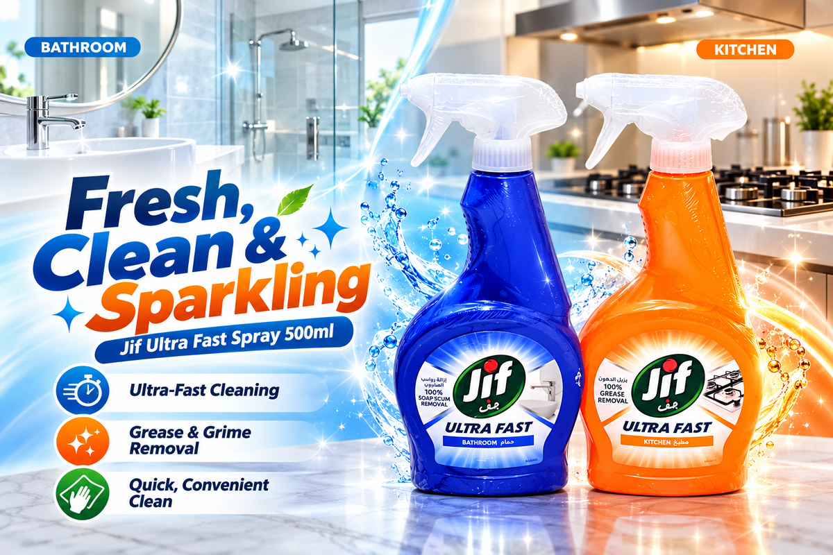 Jif Ultra Fast Cleaner Spray 500ml x 2pcs – Kitchen & Bathroom Cleaning