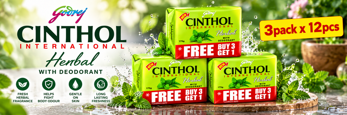 Cinthol Herbal Bath Soap 175g  x 12pcs – Clean, Fresh & Refreshing Skin