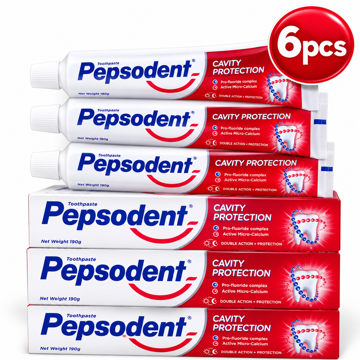Pepsodent Toothpaste 190g x 6pcs  – Cavity Defense & Fresh Clean Feel