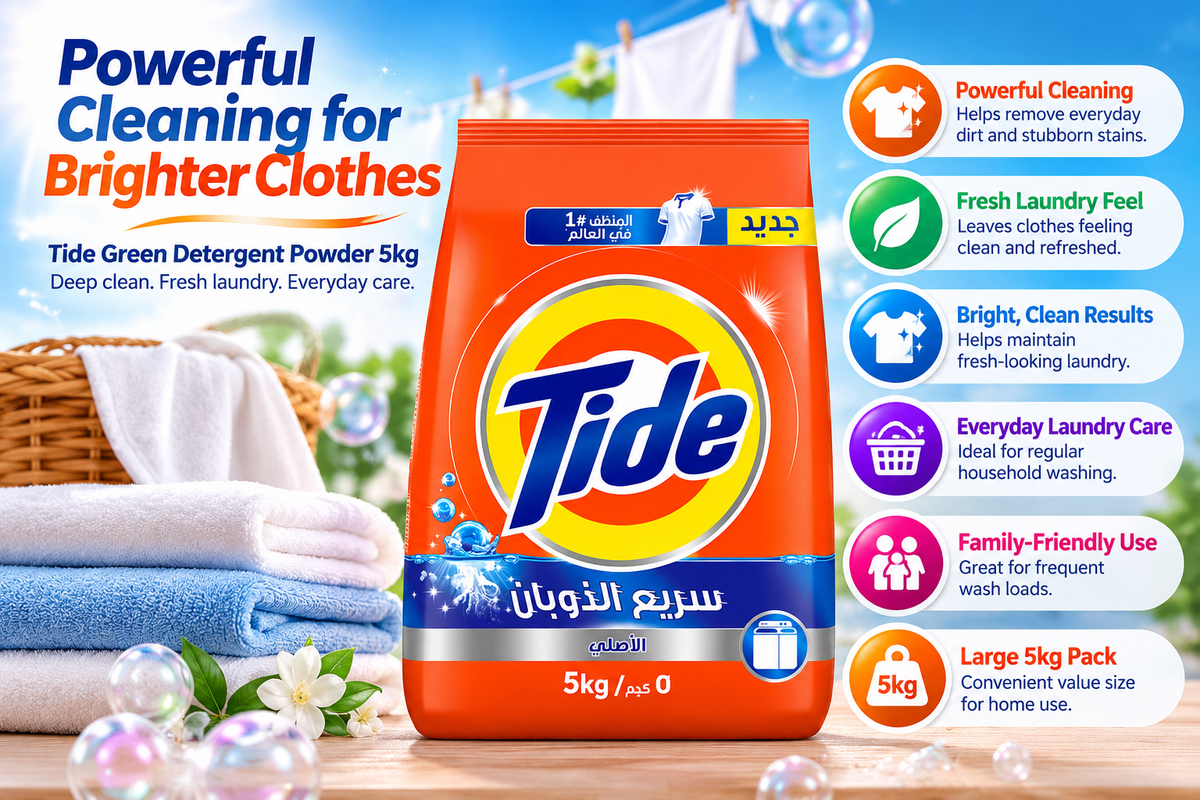 Tide Green Detergent Powder 5kg – Powerful Deep Cleaning & Freshness