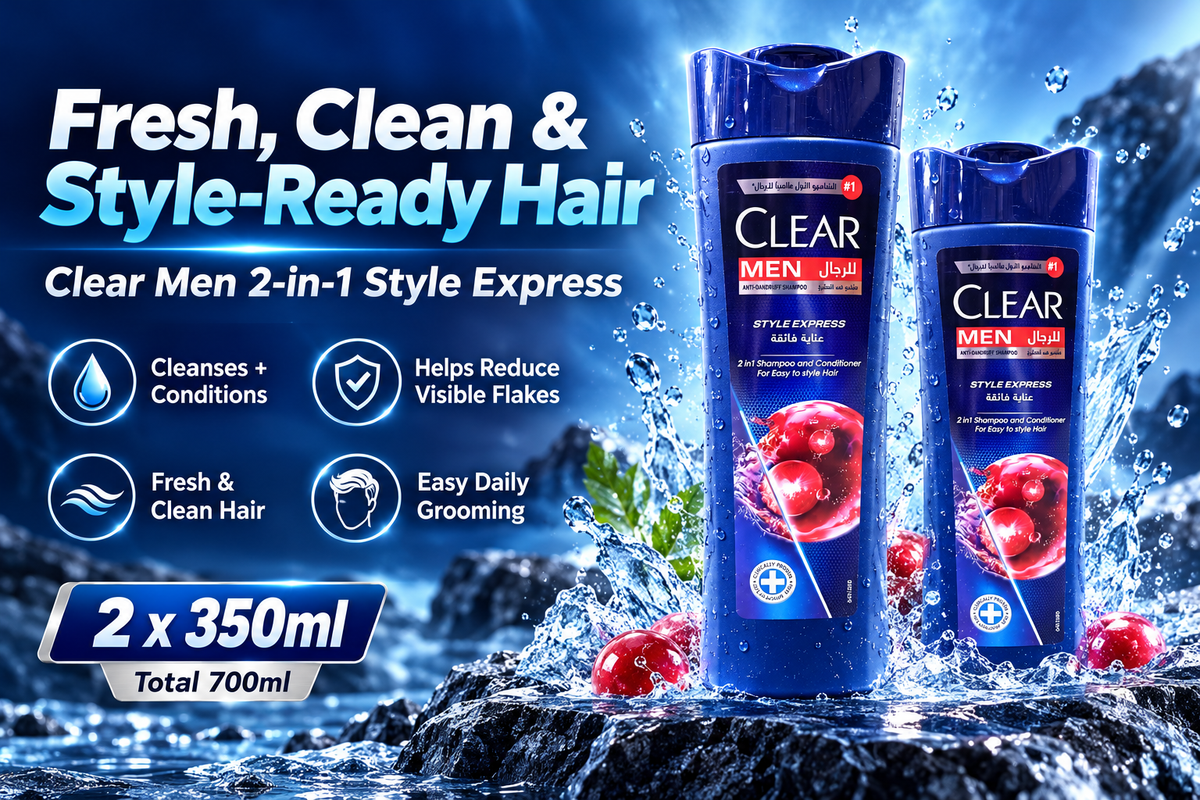 Clear Men 2-in-1 Style Express Shampoo 350ml – 2PC Set