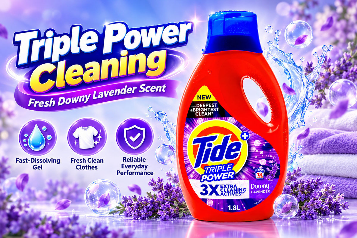 Tide Triple Power Gel Downy Lavender – 1.8L