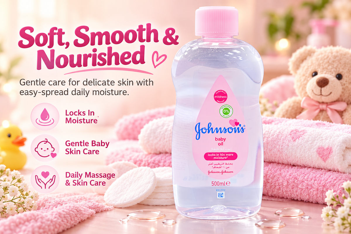 Johnson’s Baby Oil 500ml x 3pcs – Baby Massage & Moisturizing Oil