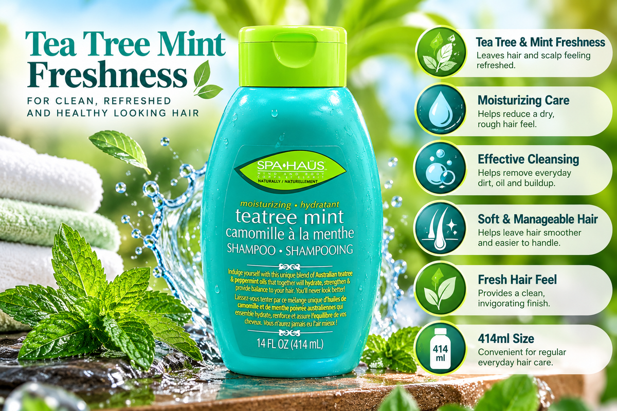 Spa Haus Moisturizing Shampoo 414ml x 6pcs – Tea Tree Mint Freshness