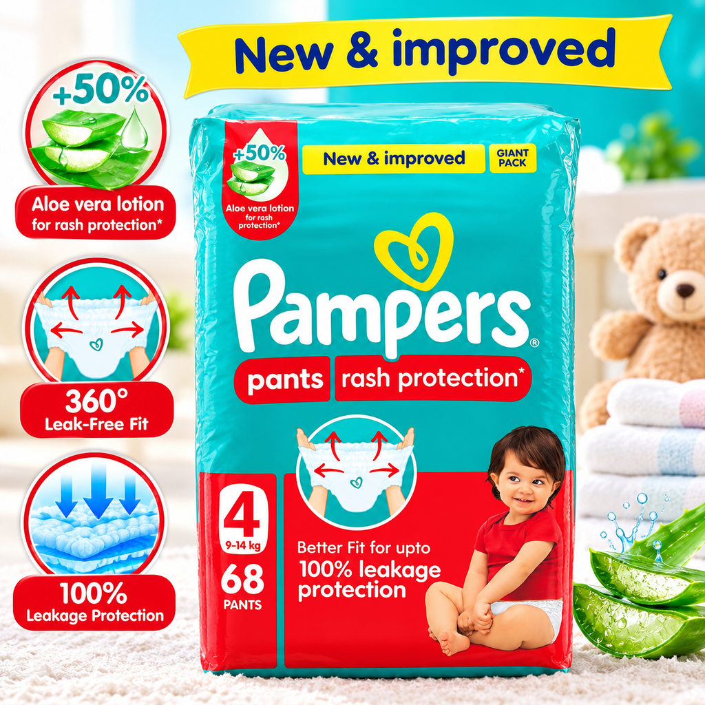 Pampers Pants Rash Protect Size 4 – Jumbo Pack  68 Pants