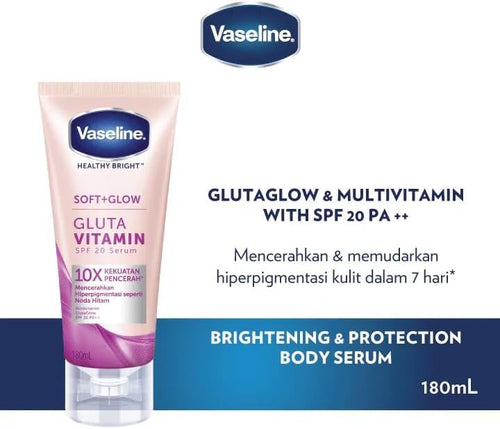 Click to see full view Vaseline Healthy Bright Soft+Glow Gluta Vitamin SPF 20 PA++ Body Serum – 180ml