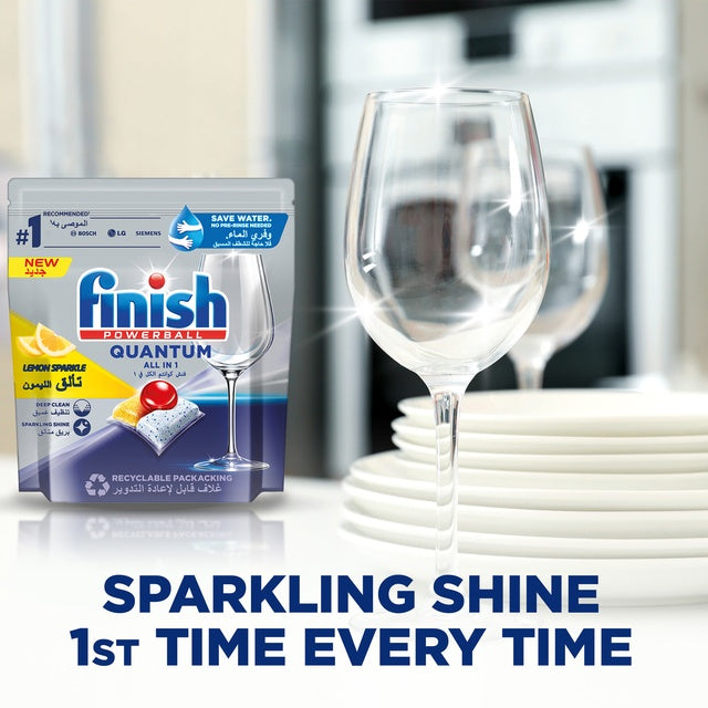 Finish Quantum All in 1 Dishwasher Tablets Lemon Sparkle Scent 50 pcs