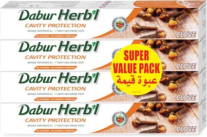 Dabur Herbal Clove Toothpaste | Cavity Protection | 4 x 100g (Pack of 4)