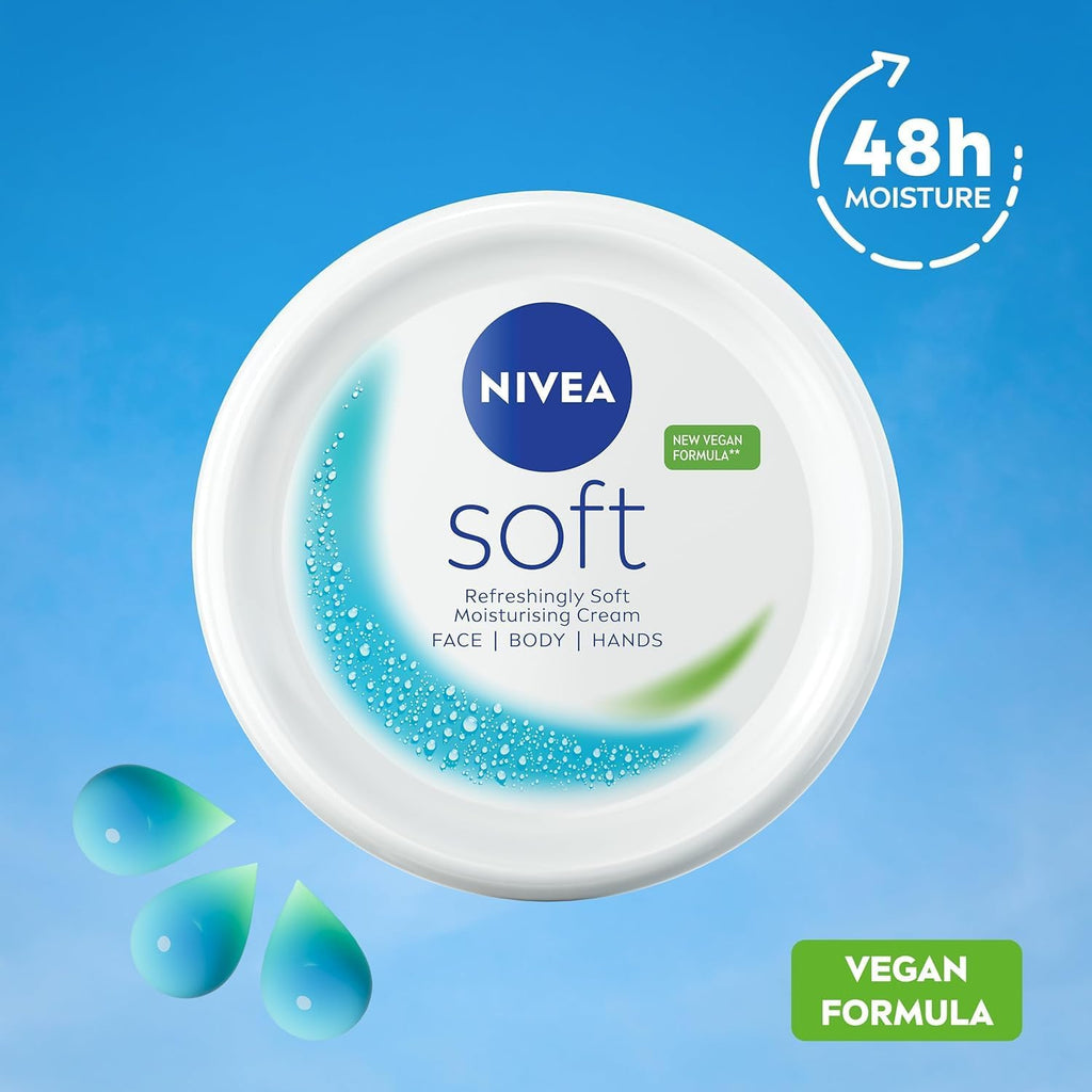 Nivea Soft Refreshing Moisturizing Cream for Face, Body & Hands - 300ml Jar