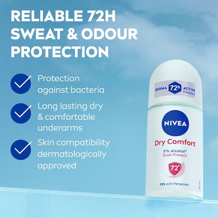Nivea Dry Comfort Antiperspirant Roll-On for Women | 50ml