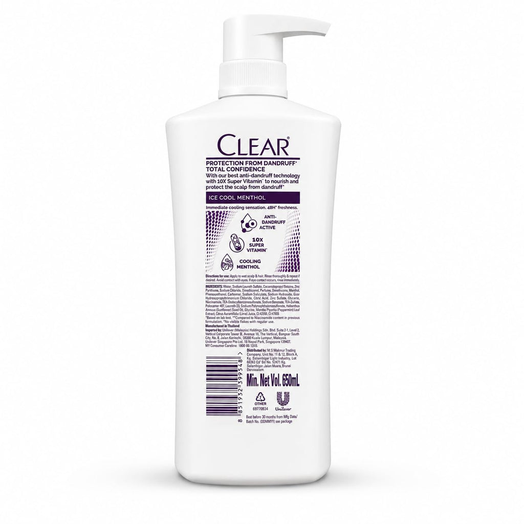 Clear Anti-Dandruff Ice Cool Menthol Shampoo 650ml
