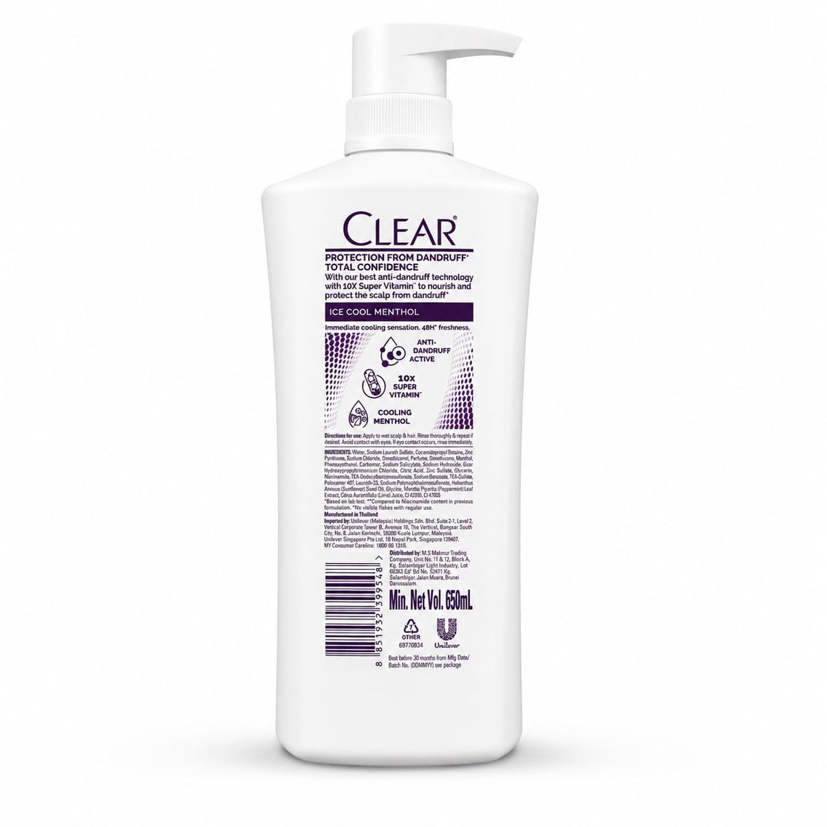 Clear Anti-Dandruff Ice Cool Menthol Shampoo 650ml