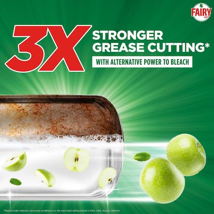 Fairy Dishwashing Liquid Soap - Green Apple Scent (Dual 600ml Value Pack)