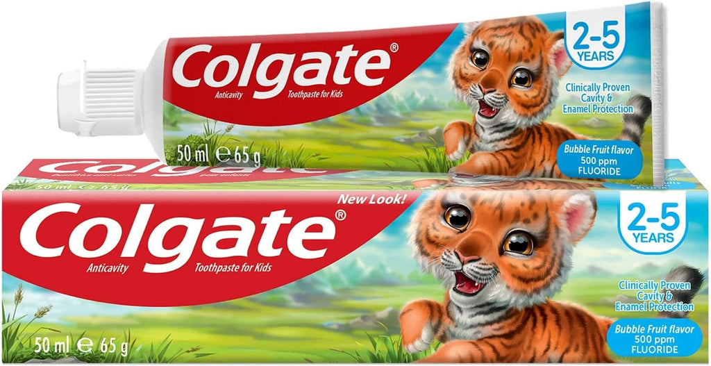 Colgate Toothpaste Kids Bubble Fruit, Fluoride Toothpaste, 2-5 years, 50ml